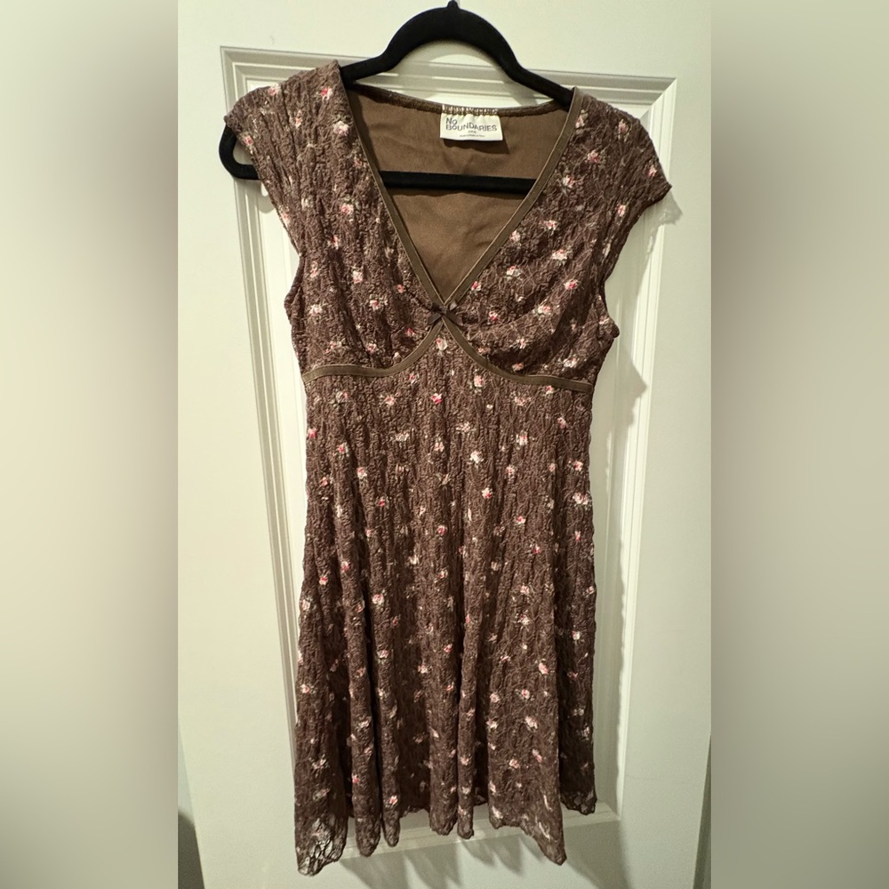 Elegant Brown Floral Dress